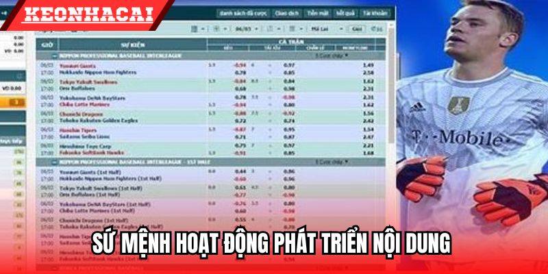 Sứ mệnh hoạt động phát triển nội dung